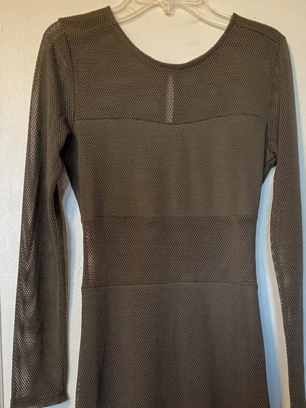 Dee Elle Olive Green Mesh Bodycon dress size Small USA made Punk Goth Club